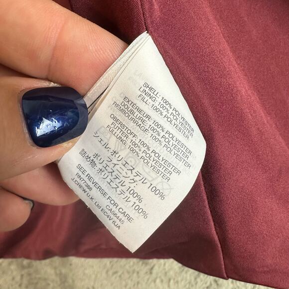 J. Crew Mercantile Quilted Ruffle Trim Burgundy Puffer Vest M Medium - Picture 11 of 11